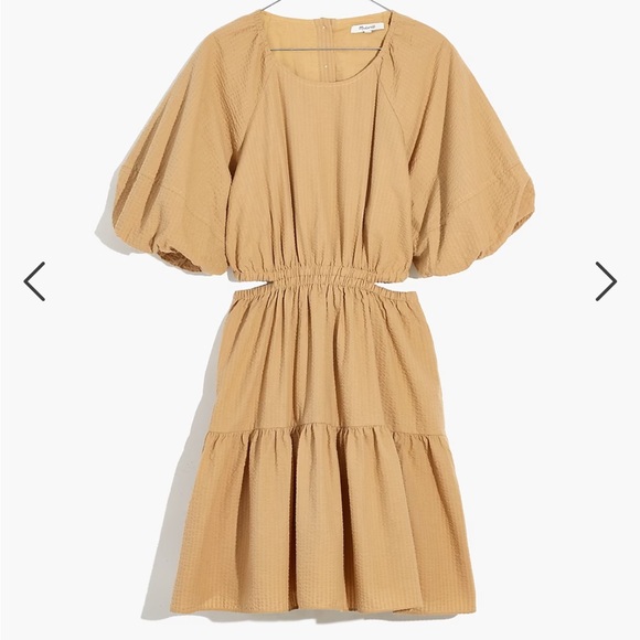 Madewell Seersucker Puff-Sleeve Cutout Mini Dress size XL - Picture 4 of 11